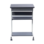 Heavy-Duty Laptop Cart with Single Drawer and Open Shelf, Compact Rolling Laptop Desk for Dorms or Homes, 21.5" L x 20.5" W x 30" H, Black