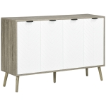 HOMCOM Modern Sideboard and Buffet, Dining Room Cabinet with Adjustable Shelves and 4 Doors, Grayish Brown
