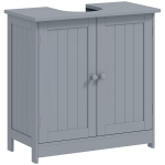 HOMCOM Under Sink Bathroom Cabinet, Pedestal Sink Storage Cabinet with 2 Doors, Shelf and U-Shape, Gray