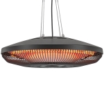 Outsunny Electric Hanging Patio Heater with LED Light, 750/1500 W IP65 Ceiling Mounted Infrared Outdoor Heater, Black