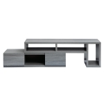 Modern Asymmetrical TV Stand with Expandable Sliding Frame, Adjustable Media Storage Cabinet for Living Room, 53'' L x 15'' W x 18'' H, Gray
