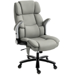 HOMCOM Ergonomic Office Chair with Inflatable Adjustable Lumbar Support, 400 Lbs Heavy Duty High Back Desk Chair, Light Gray