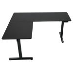 Sleek L-Shaped Standing Desk with 3 Memory Presets and Hooks, Height Adjustable Electric Computer Desk for Home Office, 63'' L x 55'' W x 28'' H, Black