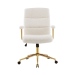 Chic Boucle Office Chair with Foam-Padded Back and Seat, Height-Adjustable Desk Chair for Studies Offices, 26" L x 26.5" W x 42.5" H, White