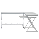 Sleek L-Shaped Computer Desk with Tempered Glass Top, Reversible Corner Workstation Table for Home Office, 61.5" L x 45" W x 29.5" H, Clear