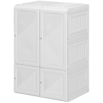 HOMCOM Portable Wardrobe, Foldable Clothes Storage Organizer with 3 Compartments, Hanging Rod, Magnet Doors, White