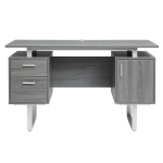 Modern White Desk with 2 Storage Drawers and Cabinet, Sleek Floating Desktop Computer Writing Table for Home Office, 51" L x 23.5" W x 30" H, Grey