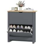 HOMCOM Shoe Storage Cabinet with 2 Flip Drawers and Adjustable Shelves for 8–12 Pairs of Shoes, Dark Grey