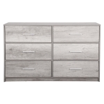 Versatile 6-Drawer Dresser with Water-Resistant Top, Ideal Storage Chest for Bedrooms, Playrooms, Entryways, 44.5" L x 16" W x 26.5" H, Gray