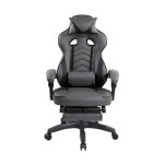 Comforting Executive Chair with Extending Footrest and Headrest Pillow, Ergonomic Office Chair for Gaming Rooms, 28″ L x 27″ W x 48.5″ H, Gray
