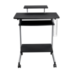 Compact Computer Cart with Adjustable Shelf and Slide-Out Keyboard, Space-Saving Desk for Dorms, 28.5" L x 20.5" W x 35.5" H, Black