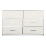 Versatile 6-Drawer Dresser with Water-Resistant Top, Ideal Storage Chest for Bedrooms, Playrooms, Entryways, 44.5" L x 16" W x 26.5" H, White