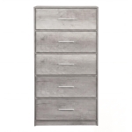 Spacious 5-Drawer Fabric Dresser with Wooden Top, Modern Storage Chest Organizer Tower for Closet, 22.5" L x 15.5" W x 43" H, Gray