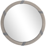 HOMCOM 30.75" Wood Wall Mirror, Farmhouse Decorative e Round Mirror for Wall Decor in Living Room, Bedroom, Natural Wood Color