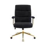 Chic Boucle Office Chair with Foam-Padded Back and Seat, Height-Adjustable Desk Chair for Studies Offices, 26" L x 26.5" W x 42.5" H, Black