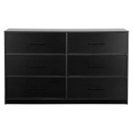 Versatile 6-Drawer Dresser with Water-Resistant Top, Ideal Storage Chest for Bedrooms, Playrooms, Entryways, 44.5" L x 16" W x 26.5" H, Black