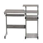 Practical Computer Desk with Slide-Out Keyboard Tray and Elevated Shelf, Ideal Workstation Table for Offices, Bedrooms, 38″ L x 22″ W x 35″ H, Gray