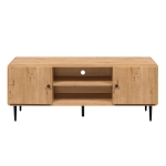 Stylish Mid-Century TV Stand with Cable Management Hole, Modern Media Entertainment Console Cabinet for Living Room, 55" L x 16" W x 21" H, Oak