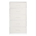 Spacious 5-Drawer Dresser with Water-Resistant Top, Ideal Storage Chest for Bedrooms, Playrooms, Entryways, 22.5" L x 15.5" W x 43" H, White