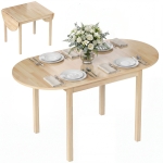 HOMCOM 55" Wood Kitchen Table, Drop Leaf Tables for Small Spaces, Natural