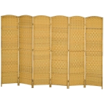HOMCOM Folding Room Divider Screen 6 Panel 6' Tall Privacy Screen Freestanding Wood Partition for Home Office, Nature Wood