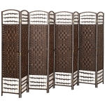 HOMCOM 8 Panel Folding Room Divider, Portable Privacy Screen, Wave Fiber Room Partition for Home Office, Brown