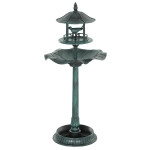 Outsunny 3 in 1 Garden Bird Bath Bowl Pedestal with Bird Feeder, Large Water Basin, Underneath Flower Planter, Green