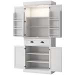 HOMCOM 71" Kitchen Pantry Cabinet with LED Lights, 6 Spice Racks, a Drawer and 4 Adjustable Shelves, White