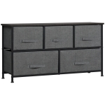 HOMCOM Linen Drawer Cabinet Organizer Storage Dresser Tower with 5 Removable Drawer Metal Frame Adjustable Feet for Living Room, Kitchen, Bathroom, Dark Grey