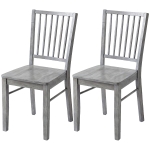 HOMCOM Dining Chairs Set of 2 Ergonomic Solid Wood, Armless Kitchen Chairs with Rubberwood Legs, Rustic Gray
