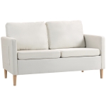 HOMCOM 56" 2 Seat Sofa, Modern Love Seats Furniture, Upholstered 2 Seater Couch with Side Pockets, Solid Wood Frame, White