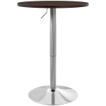 HOMCOM High Top Bar Table, Adjustable Round Kitchen Table with Swivel Top and Steel Base, Bistro Table for 2 People, Walnut