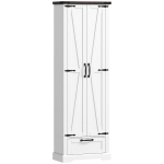 HOMCOM 71" Pantry Cabinet, Kitchen Storage Cabinet with Adjustable Shelves, Barn Doors and Drawer for Dining Room, White