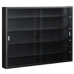 HOMCOM 5-Tier Display Cabinet, Shot Glass Display Case, Glass Curio Cabinet with 2 Glass Doors and 4 Adjustable Shelves, Black