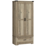 HOMCOM 69" Tall Farmhouse Kitchen Pantry Cabinet with 2 Doors, Drawer and Adjustable Shelves, Grey