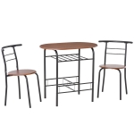 HOMCOM Dining Table Set of 3, 31.5" Kitchen Table and Chairs Set for 2 with Shelf, for Small Space, Dining Room, Living Room