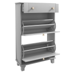 HOMCOM Slim Shoe Storage with 2 Flip Drawers and Adjustable Shelves Shoe Cabinet Organizer for 8 Pair, Grey