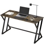 HOMCOM 55 Inch Computer Desk, Industrial Writing Desk with Z-Shaped Metal Leg, Study Table for Home Office, Rustic Brown