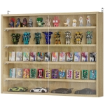 HOMCOM 5-storey Display Cabinet, Shot Glass Display Case, Glass Curio Cabinet with 2 Glass Doors and 4 Adjustable Shelves, Oak