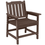 Outsunny All-Weather Patio Chair, HDPE Patio Dining Chair, Heavy Duty Wood-Like Outdoor Furniture for Garden, Backyard, Deck, Porch, Lawn, Brown