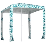 Outsunny Quick Beach Cabana Canopy Umbrella, 6.5' Easy-Assembly Sun-Shade Shelter with Sandbags and Carry Bag, Cool UV50+ Fits Kids & Family, Green Coconut Palm