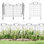Outsunny Garden Fence, 4 Pack, Folding Garden Fence Border, No Dig Ground Stake Metal Fence Panels for Outdoor Patio Yard Landscape