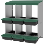 PawHut Chicken Nesting Boxes, 6 Compartment Metal Nesting Boxes for Chicken Coop, Egg Laying Boxes with Lid Cover