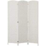 HOMCOM 6ft Folding Room Divider, 3 Panel Wall Partition with Wooden Frame for Bedroom, Home Office, White
