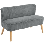 HOMCOM Modern 2 Seater Sofa, Upholstered Two Seater Couch with Rubber Wood Legs, Grey