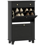 HOMCOM Slim Shoe Storage with 2 Flip Drawers and Adjustable Shelves Shoe Cabinet Organizer for 8 Pair, Black