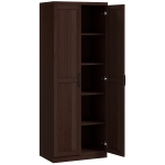 HOMCOM 63" 2-Door Kitchen Pantry, Freestanding Cabinet with 2 Adjustable Shelves for Dining Room, Cinnamon Cherry Wood Grain