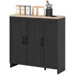 HOMCOM Modern Sideboard Buffet Cabinet, Modern Kitchen Storage Cabinet with 3 Doors Adjustable Shelves, for Dining Room, Black