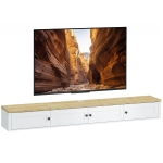 HOMCOM Floating TV Stand for TVs up to 72 Inch, Modern Wall Mounted Media Console with Power Outlets, White