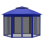 Outsunny 13' x 13' Pop Up Gazebo Hexagonal Canopy Shelter with 6 Zippered Mesh Netting for Patio Backyard Garden Wedding Party